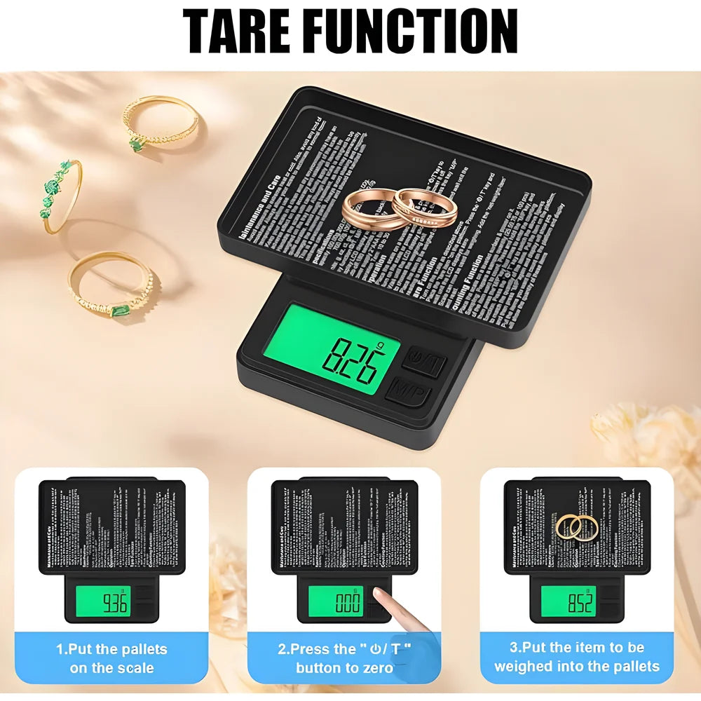 Precision Pocket Scale 1000g 0.1g - Digital Gram, Food, Jewelry, Ounces/Grains Scale with Backlit LCD - Mini Scale for Travel
