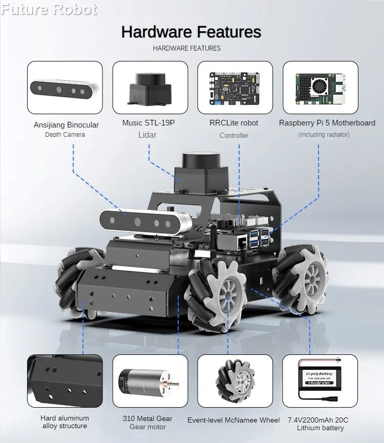 Hiwonder Raspberry Pi 5 Robot Car MentorPi M1 Ackerman/Mecanum-Wheel Depth Camera ROS-HUMBLE Support SLAM and Autonomous Driving