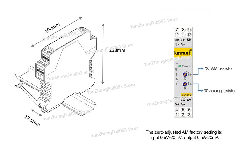 Precision Weighing Transmitter Strain Bridge Force Measurement Pressure Tension Millivolt MV Signal Amplifier 0-20mA ± 10V