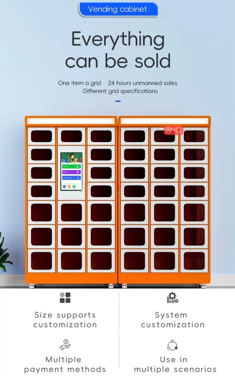 Custom Flexible Deployment Gym Vending Machine 30-grid Visual Smart Locker Vending Machine for Small Items