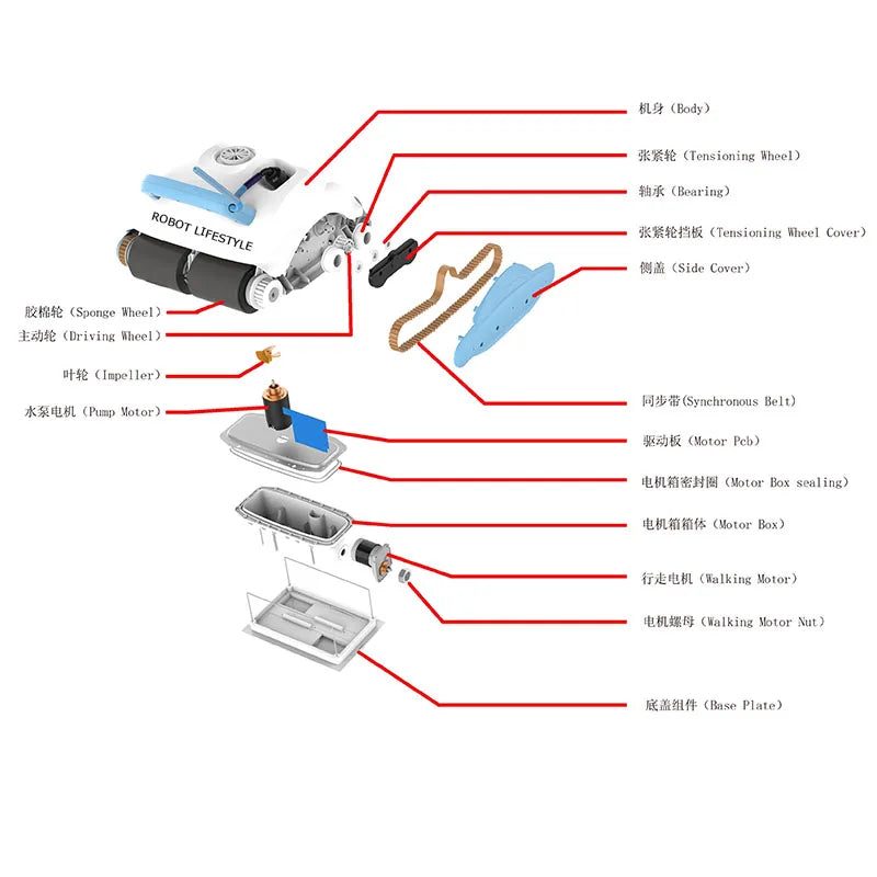 New Robot Swimming Pool Cleaner With 30m Cable Wall Climbing Function Remote Control High Efficiency for Indoor Outdoor Big Pool
