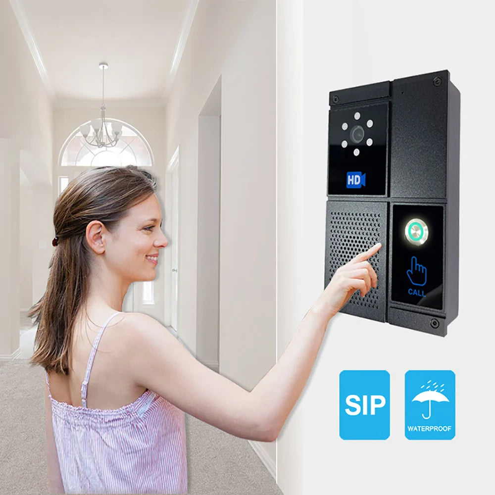 Smart SIP HD Anti Strike System Night Vision Video Intercom Touch Screen Waterproof Doorbell for Office Home Device Control