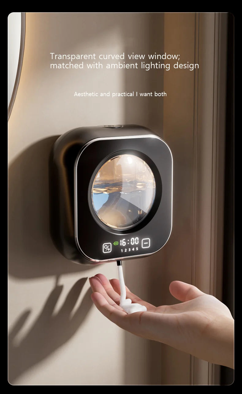 Smart Automatic Foaming Soap Dispenser - USB Wall Mount Touchless Rechargeable LED Screen Display Large Capacity Adjustable Foam