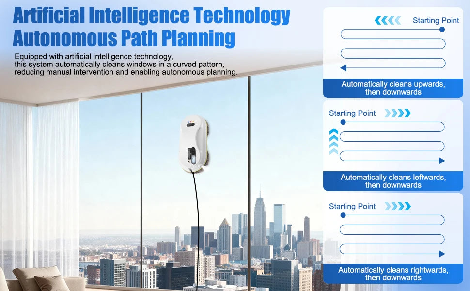 2026 New Upgrade 5600Pa Intelligent Window Cleaning Robot, Multiple Safety System Glass Cleaners for High-Rise Windows Ceiling