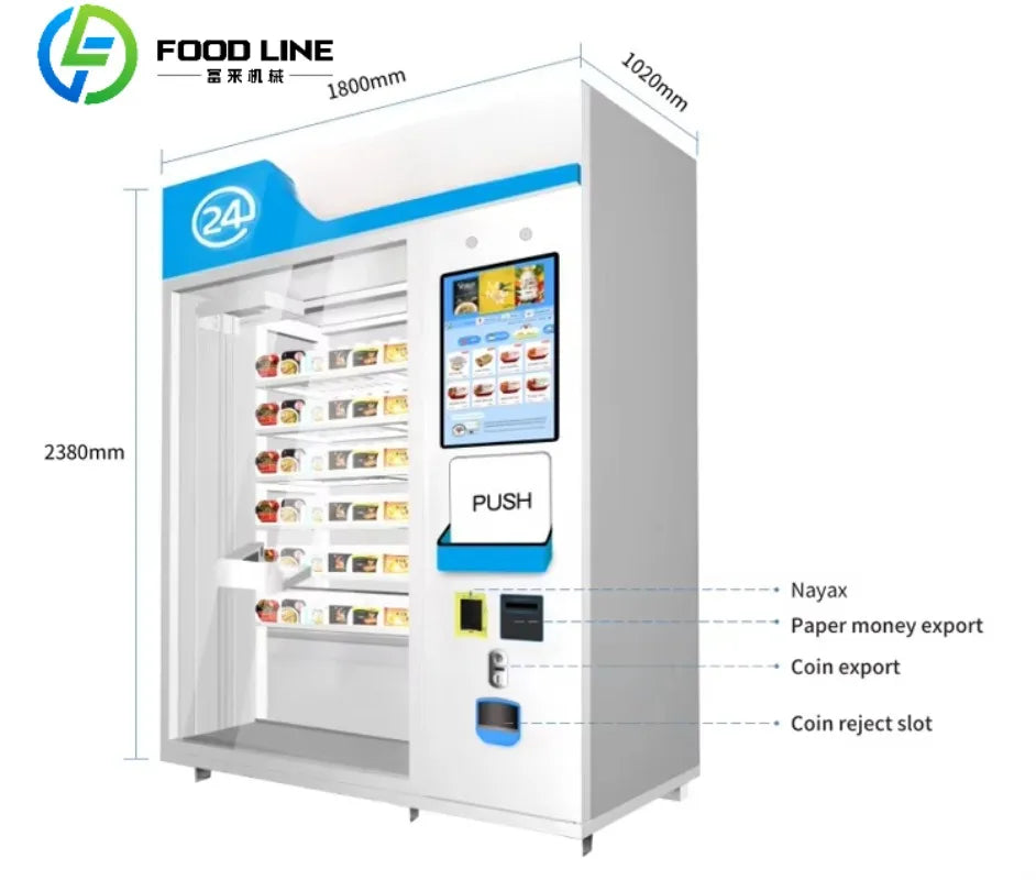 Commercial Hot Food Vending Machine Fully Automatic For Business High Capacity Hot Meal Automat With Cloud Management System