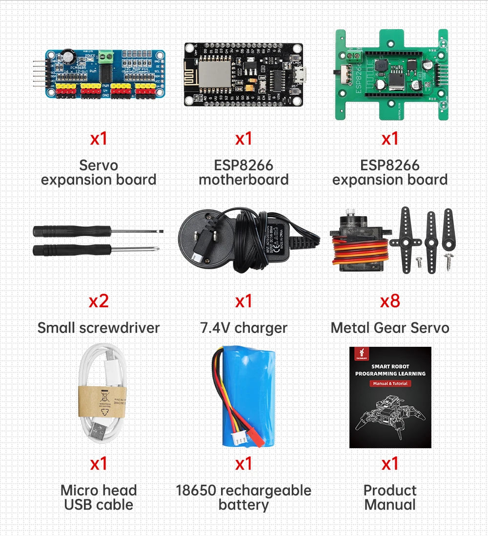 Spider Robotic Kits for Arduino Programming Professional ESP8266 Automation Robot Complete Educational Learning Electronic Kit