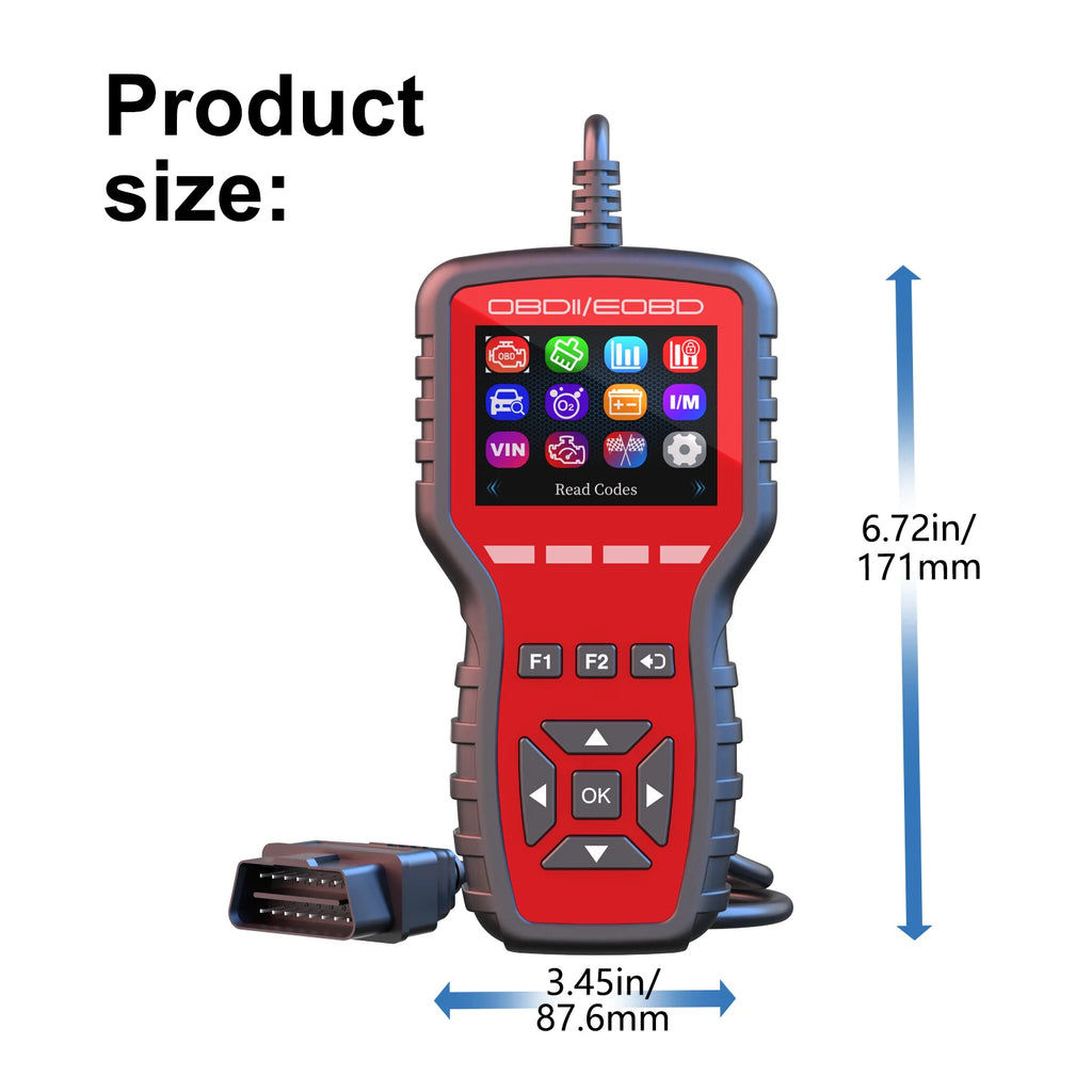 OBD2 Scanner - Handheld Vehicle Inspection and Fault Diagnostic Tester with Live Data, Battery Test