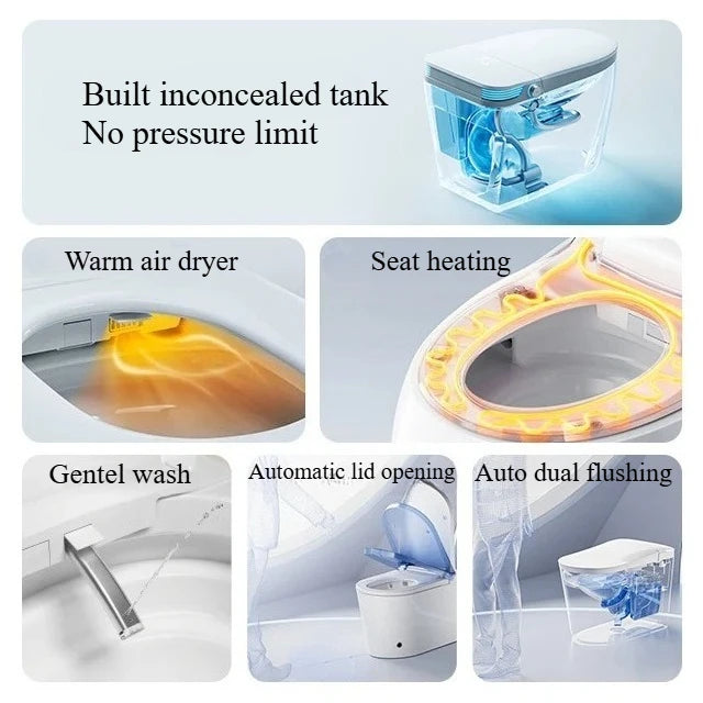 Smart Toilet Automatic Bathroom Floor Mounted Intelligent Smart Electric Toilets Bowl Auto Flush Foot Sensor Smart Toilet