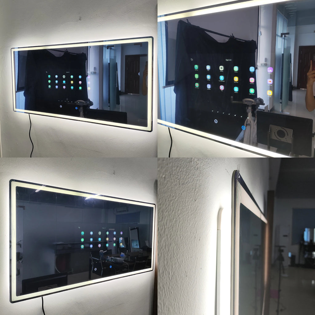 Hotel Bathroom Full Function Smart Android Tv Mirror Bath Gym Smart Led Bathroom Mirror with Touch Screen Magic Smart Mirror