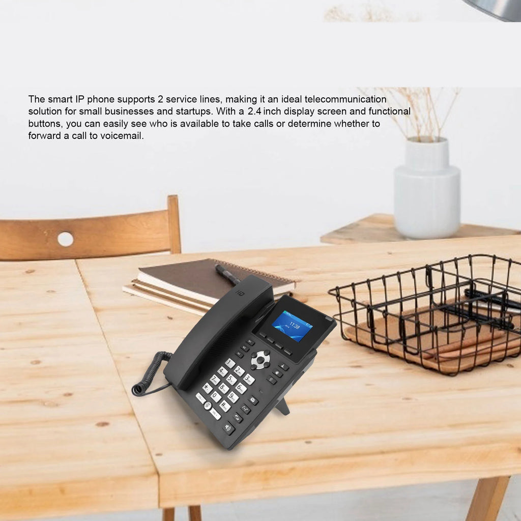 Smart IP Phone Desktop Business Media Phone with Handset Open SIP VoIP Account 2.4 in Color Display Dual Gigabit Ethernet Ports