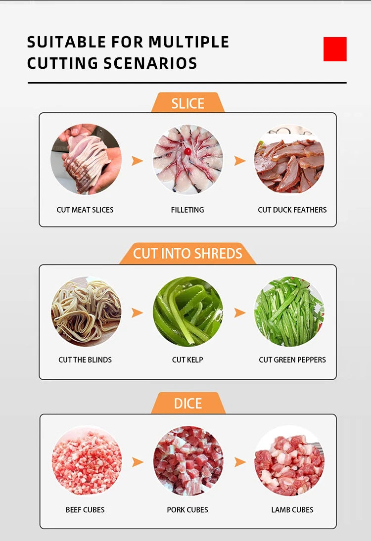 Customized Commercial Fully Automatic High-Efficiency Meat Cutter Machine for Meat Processing Plants with Core Motor Component