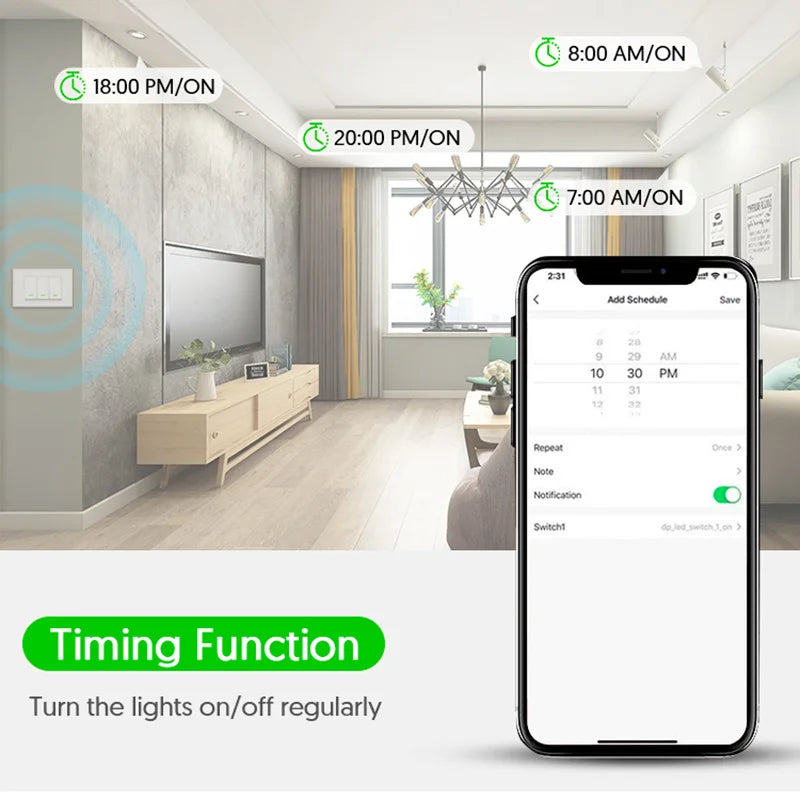 Milfra Smart Wifi Switch IT KR Standard Wireless Home Wall Button Switches 1/2/3 Gang Tuya Smart Life App Voice Control by Alexa