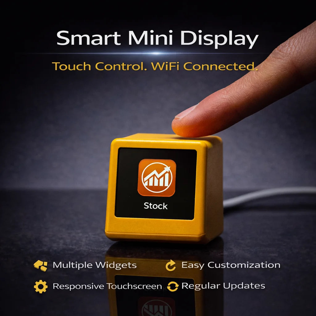 Smart WiFi Desk Clock Display – Weather, Crypto & Stock Monitor, Custom UI, Real-Time Data Screen