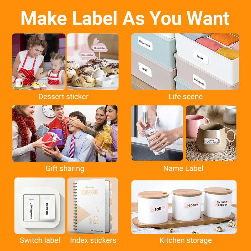 Thermal Printer Half inch Label Home Handheld Portable Bluetooth Kitchen Storage Smart Label Machine