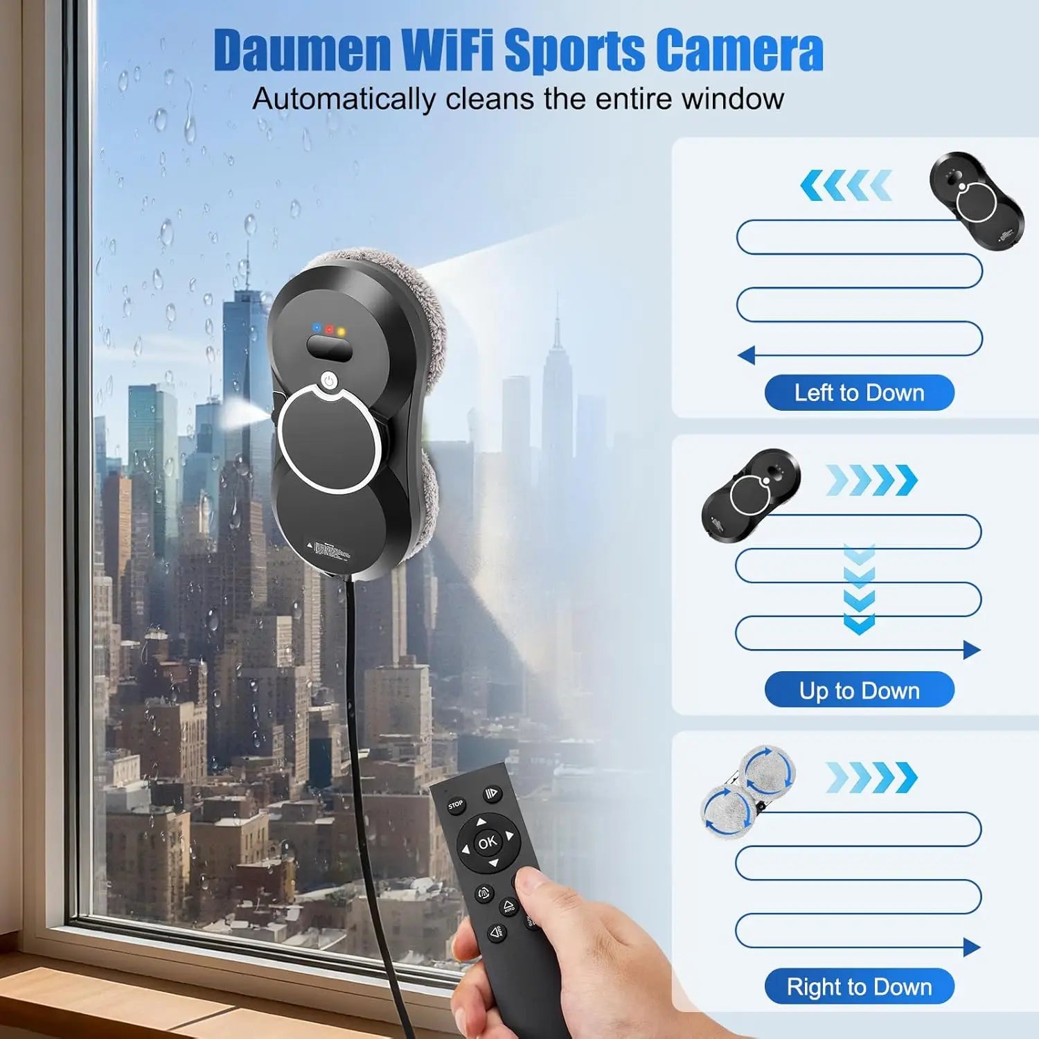 2026 New Upgrade 5600Pa Intelligent Window Cleaning Robot, Multiple Safety System Glass Cleaners for High-Rise Windows Ceiling
