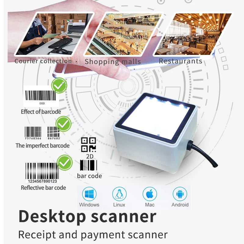TEKLEAD Embedded 2D Barcode Scanner Module Wired USB Mini Size 1D QR Code Reader Easy to Install