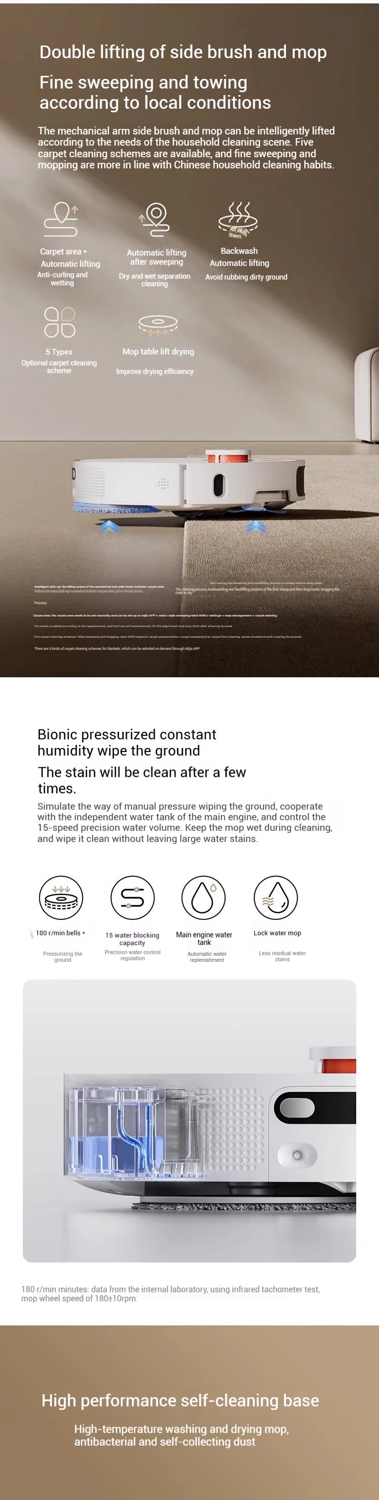 XIAOMI MIJIA M40 Robot Vacuum Cleaner,High-Precision Obstacle Avoidance,12Kpa Suction,Intelligent Mop Lift,LDS laser navigation