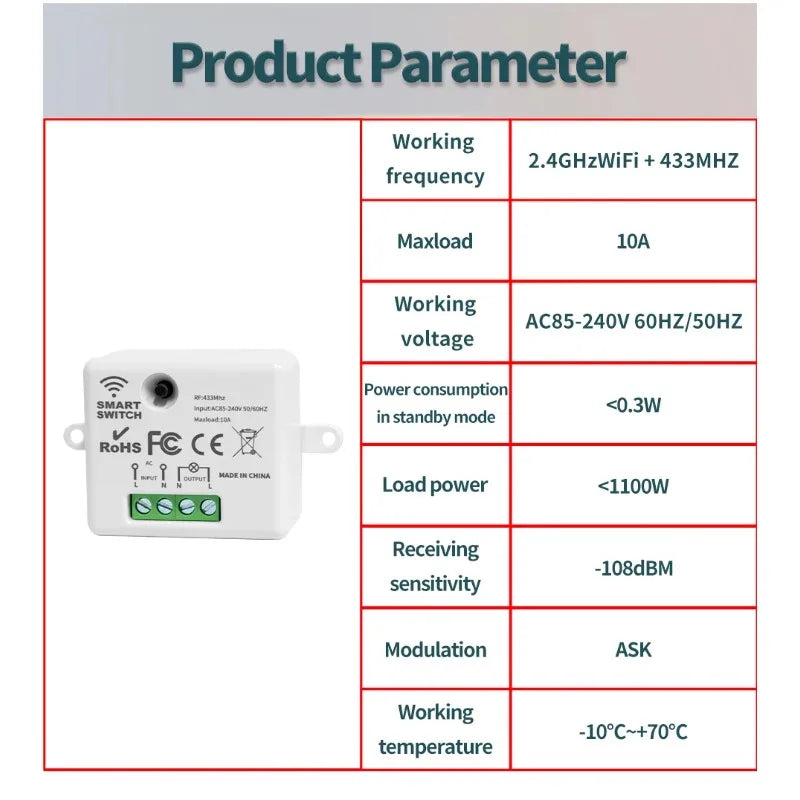 433Mhz Smart Furniture Remote Control Single-way Wireless Remote Control Switch Small Volume Control  for Home Led Light Lamp