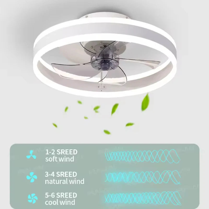 Smart Ceiling Fan With Lights Remote Control Bedroom Decor Ventilator Lamp 6 speed wind speed led Circulator fan light