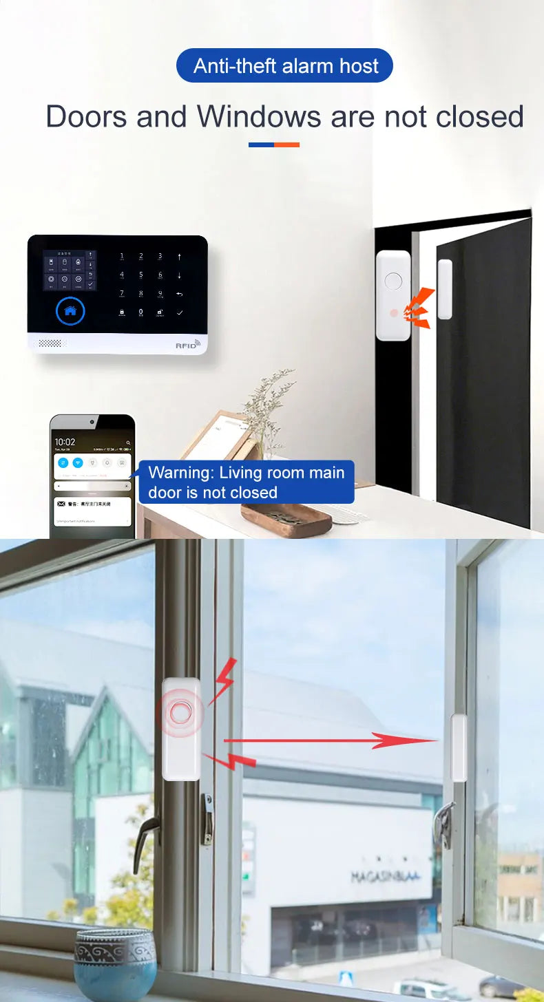 Smart Home Solar powered siren Tuya WIFI GSM Alarm System Wireless Smart Life APP 433MHz Safe Security Gap PIR Motion with Alexa