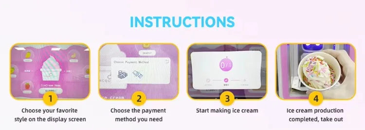 Customized Commercial Efficient Cooling Ice Cream Machine Automated Fast Continuous with Fresh Fruit Nut Ingredients Vending