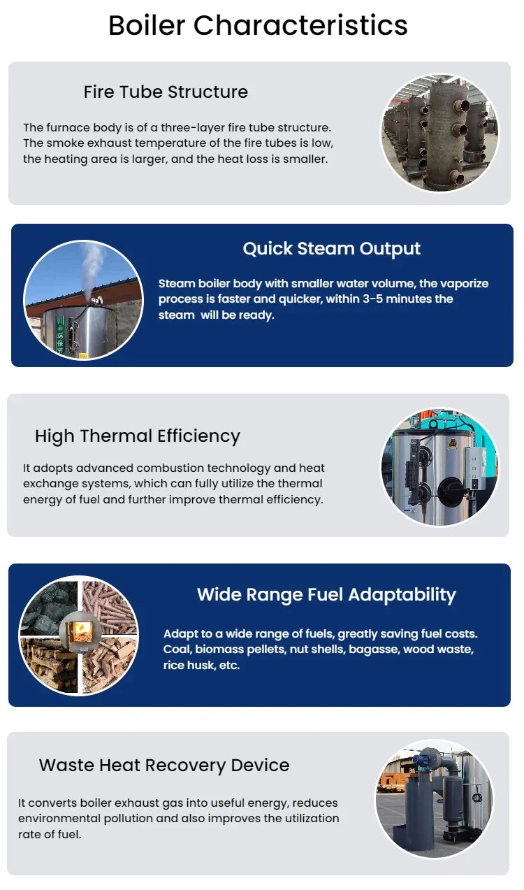 Steam generator 100  200  300  500 kg biomass pellet sawdust boiler
