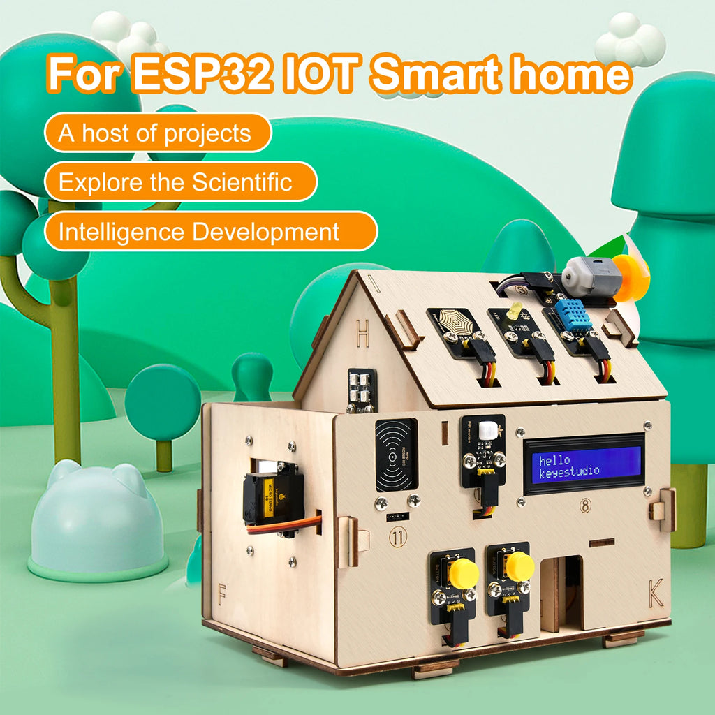Keyestudio Smart Home IOT Kit With ESP32 Board C language And MicroPython For Arduino ESP32 STEAM Smart House DIY Electronic Kit