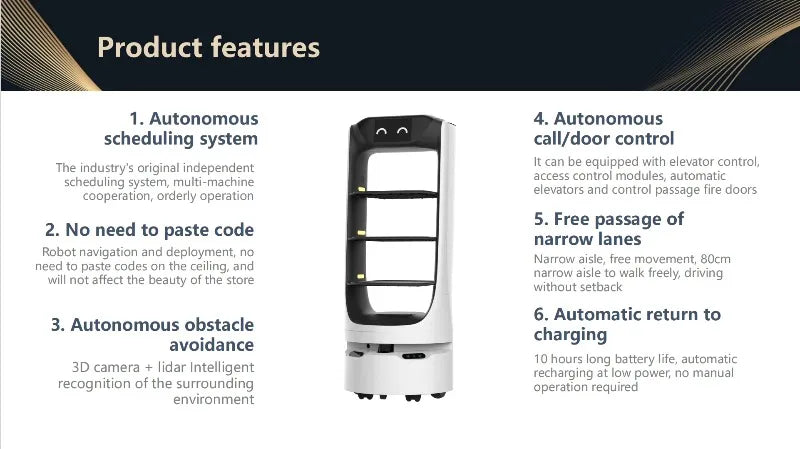 Commercial Autonomous Food Delivery Robot - Customized WiFi Intelligent Guiding Food Service Robot for Restaurant & Hotel