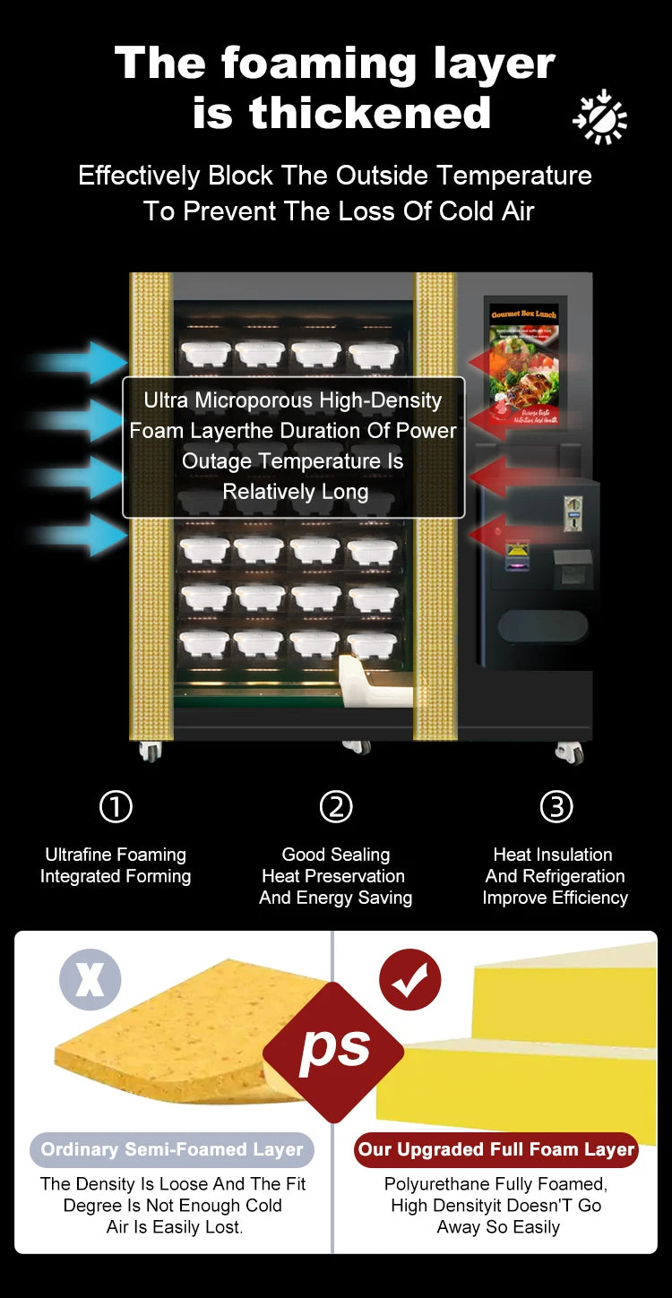 Custom Automated Hot Food Vending Machine for Business Commercial Self Service Hot Meal Vending Machine with Touch Interface