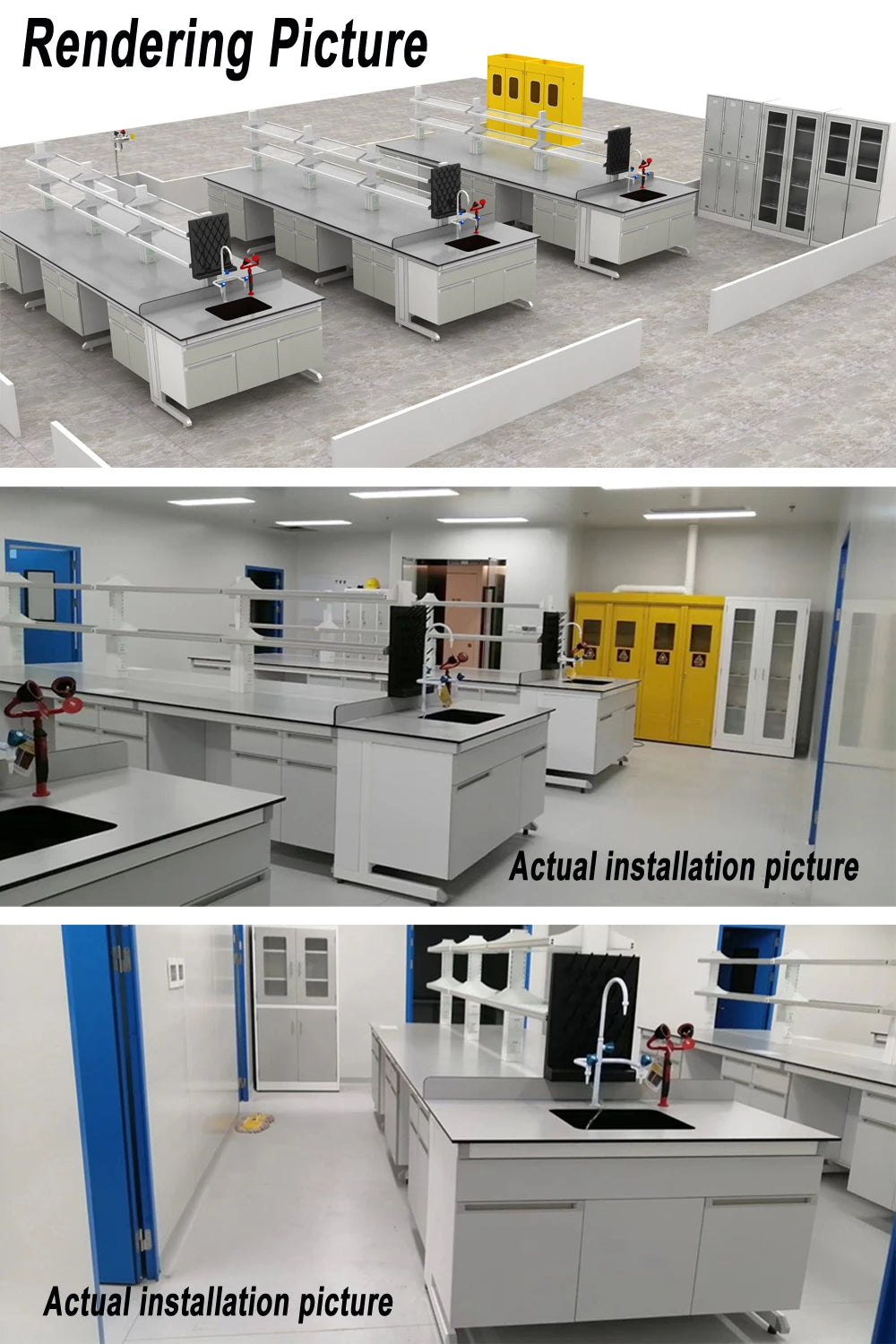 Hot Selling Lab Furniture Laboratory Metal Bench With Wood Cabinet For School