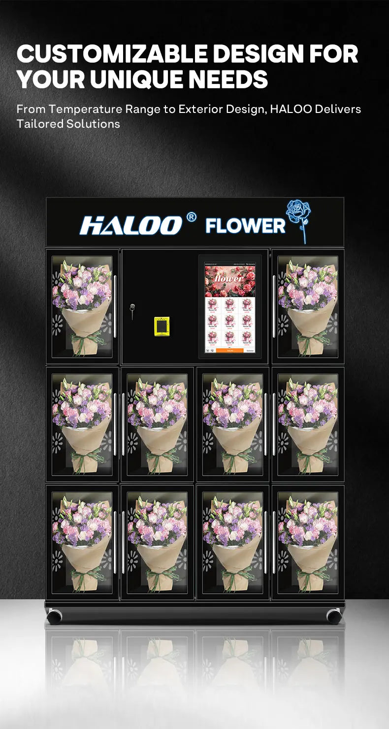 Automated Smart Flower Kiosk with Temperature Control Flower-Shaped Fresh Flowers Dispenser for Commercial Locations
