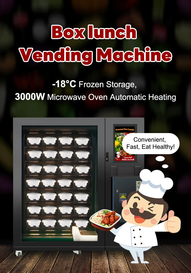 Custom Automated Hot Food Vending Machine for Business Commercial Self Service Hot Meal Vending Machine with Touch Interface
