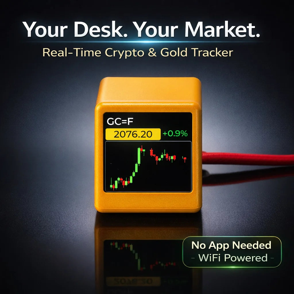 Smart WiFi Desk Clock Display – Weather, Crypto & Stock Monitor, Custom UI, Real-Time Data Screen