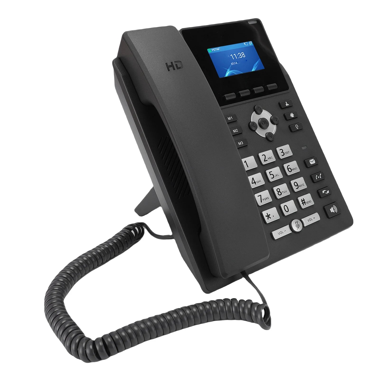Smart IP Phone Desktop Business Media Phone with Handset Open SIP VoIP Account 2.4 in Color Display Dual Gigabit Ethernet Ports