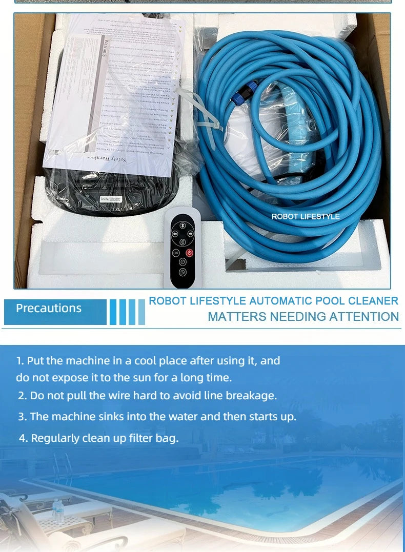 New Robot Swimming Pool Cleaner With 30m Cable Wall Climbing Function Remote Control High Efficiency for Indoor Outdoor Big Pool