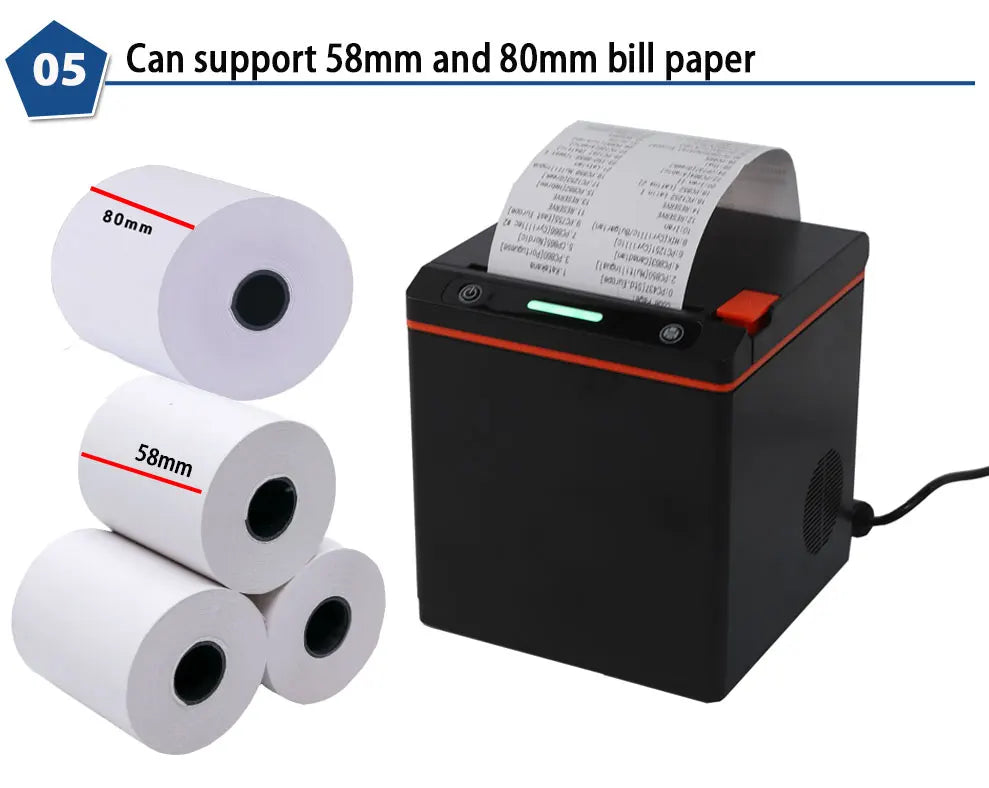 Tablets Printer Options 80mm 72Mm Print Width High Speed 260Mm/S Usb Bluetooth Lan Wi-Fi Barcode Auto Cutter