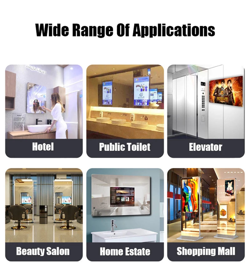Hotel Bathroom Full Function Smart Android Tv Mirror Bath Gym Smart Led Bathroom Mirror with Touch Screen Magic Smart Mirror