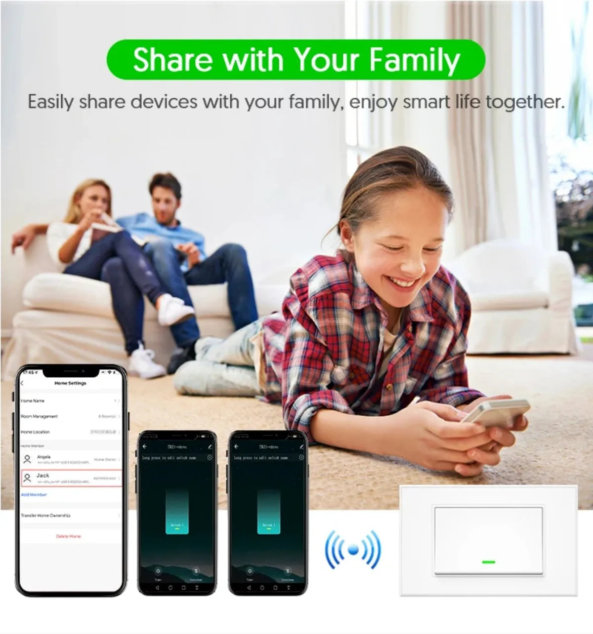 Milfra Smart Wifi Switch IT KR Standard Wireless Home Wall Button Switches 1/2/3 Gang Tuya Smart Life App Voice Control by Alexa