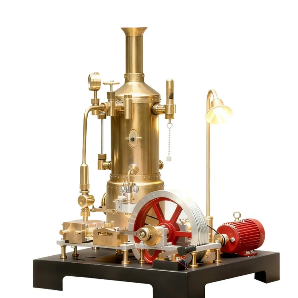 Stationary Mill Steam Engine Model Kit Startable CNC Processing SE-03 Steam Engine Model with Boiler Generator Light Stand