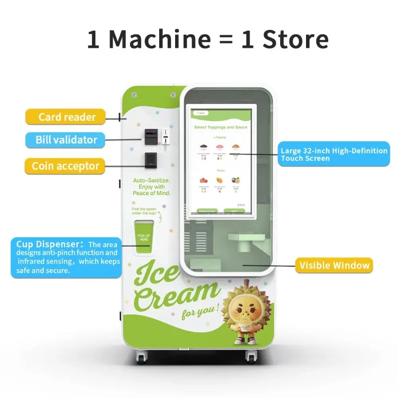 Customized Checkout Ice Cream Vending Machine Professional Commercial Use High Profit Easy Clean Reliable Quality Top Grade