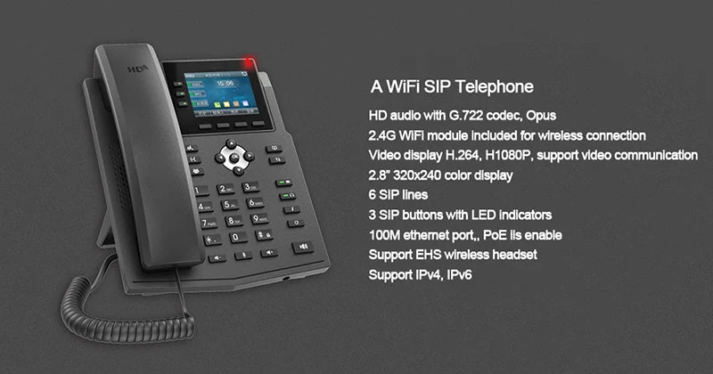 Fanvil Smart Business Office Network SIP Video Phone US Wireless WIFI Function 1080P Display Telephone Landline LCD Multimedia