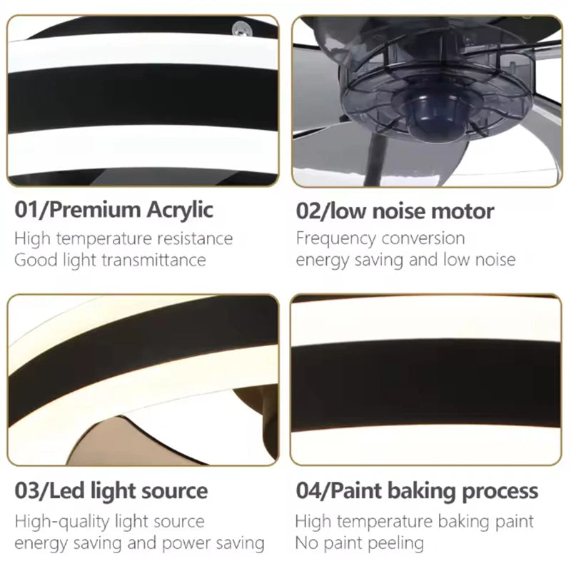 Smart Ceiling Fan With Lights Remote Control Bedroom Decor Ventilator Lamp 6 speed wind speed led Circulator fan light