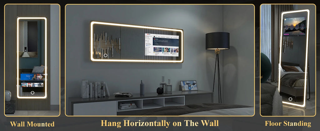 Hotel Bathroom Full Function Smart Android Tv Mirror Bath Gym Smart Led Bathroom Mirror with Touch Screen Magic Smart Mirror