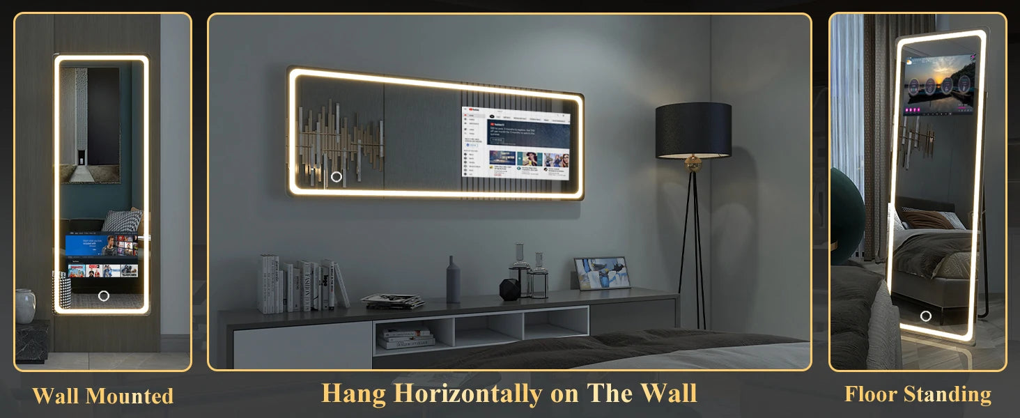Hotel Bathroom Full Function Smart Android Tv Mirror Bath Gym Smart Led Bathroom Mirror with Touch Screen Magic Smart Mirror