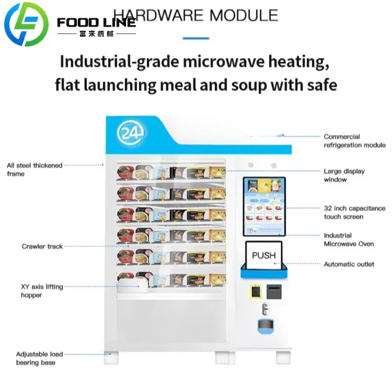 Commercial Hot Food Vending Machine Fully Automatic For Business High Capacity Hot Meal Automat With Cloud Management System