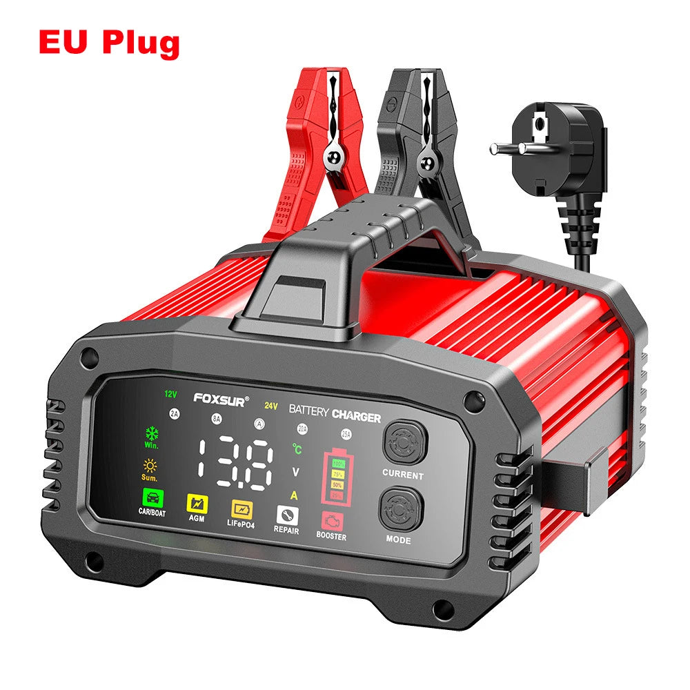 15A/24V 25A/12V Automotive Battery Chargers 350W High Power Smart Booster Pulse Repair Big Digital Display Storage Cell Charger