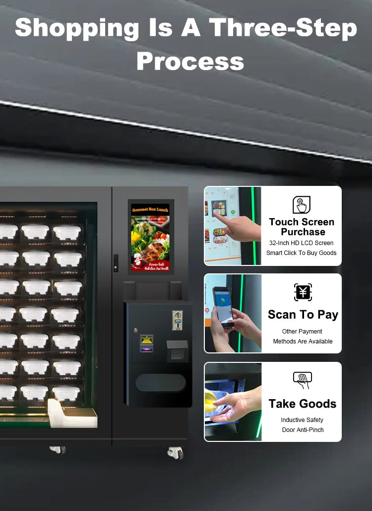 Custom Automated Hot Food Vending Machine for Business Commercial Self Service Hot Meal Vending Machine with Touch Interface