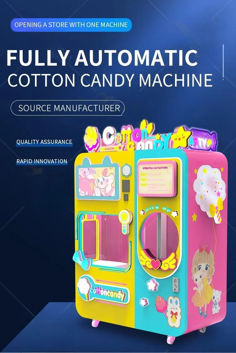Cotton Candy Machine Robot Factory Customized Commercial Fully Automatic Vending Machine for Shopping Mall Multi-Flavor