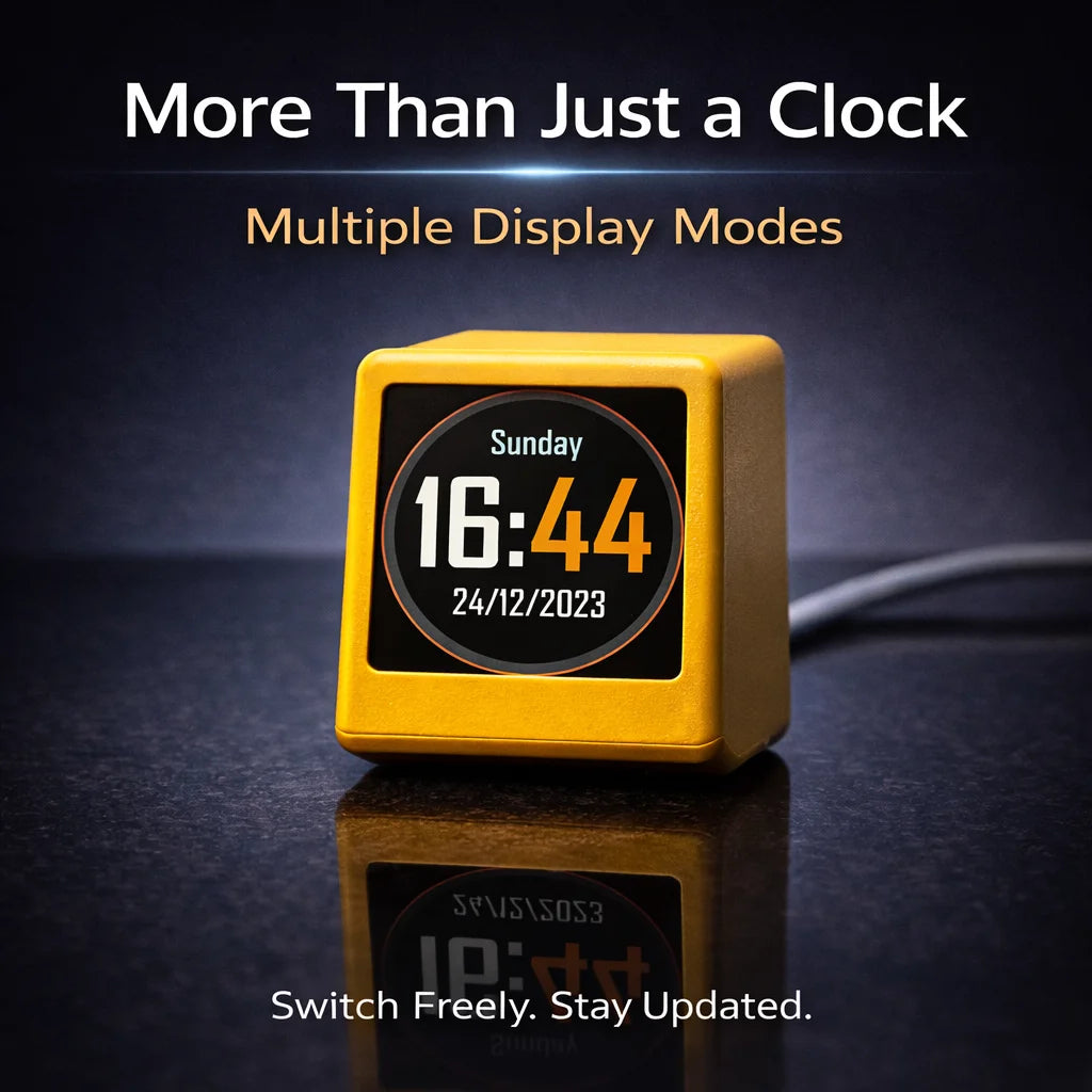 Smart WiFi Desk Clock Display – Weather, Crypto & Stock Monitor, Custom UI, Real-Time Data Screen