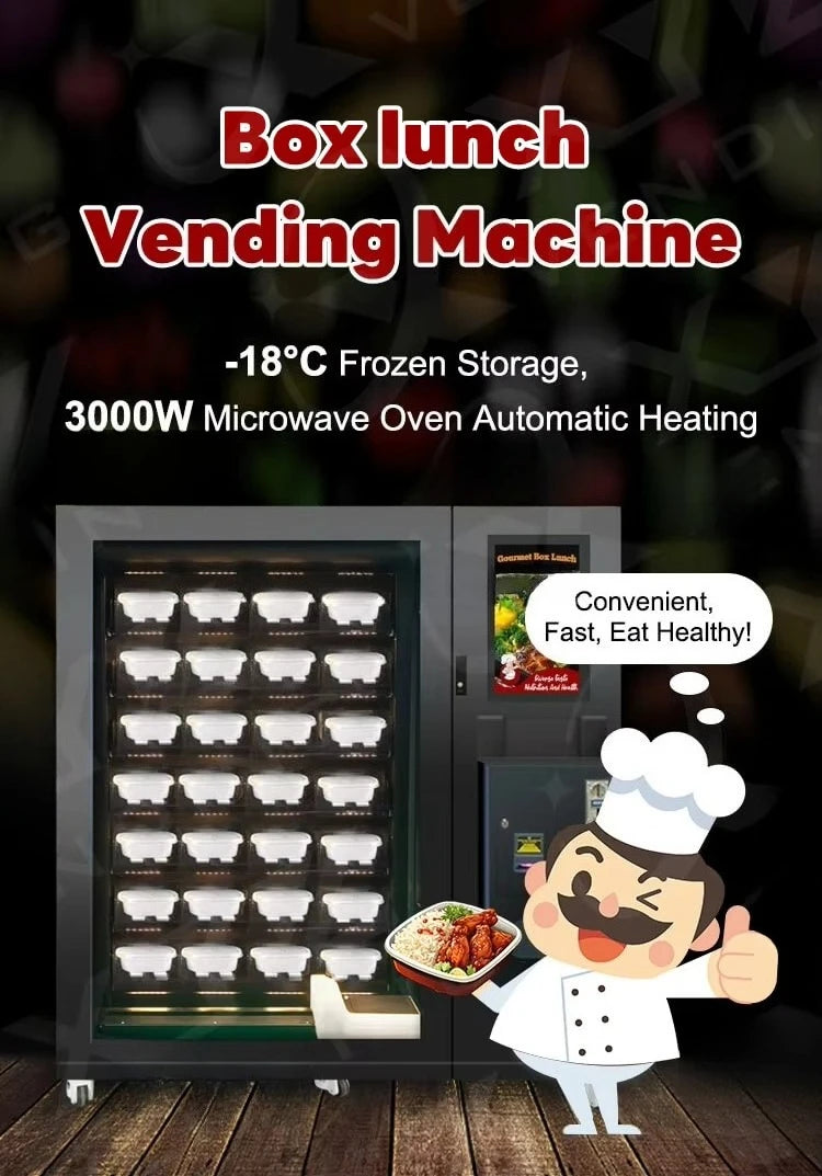 Commercial Hot Food Vending Machine Fully Automatic For Business High Capacity Hot Meal Automat With Cloud Management System